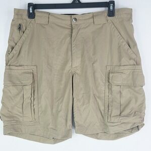 Duluth Trading Co Mens Camel Nylon Cargo Shorts 9 Inseam Size Large 59312 Hiking